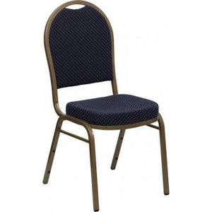 ADRIA Series Dome Back Stacking Banquet Chair with Navy Patterned Fabric and 2.5'' Thick Seat - Gold Frame [FD-C03-ALLGOLD-H203774-GG]
